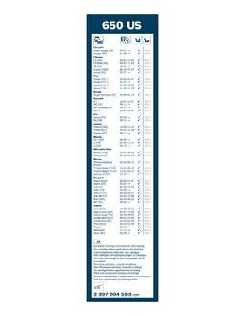 Original BOSCH Wischblatt 3 397 004 593 für Chrysler Citroën Fiat Honda Hyundai