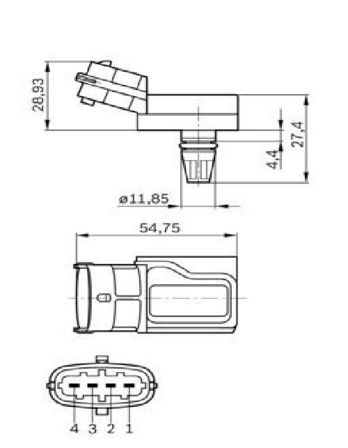 Original BOSCH Sensor Ladedruck 0 281 002 573 für Renault