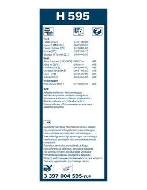 Original BOSCH Wischblatt 3 397 004 595 für Ford Nissan Seat VW