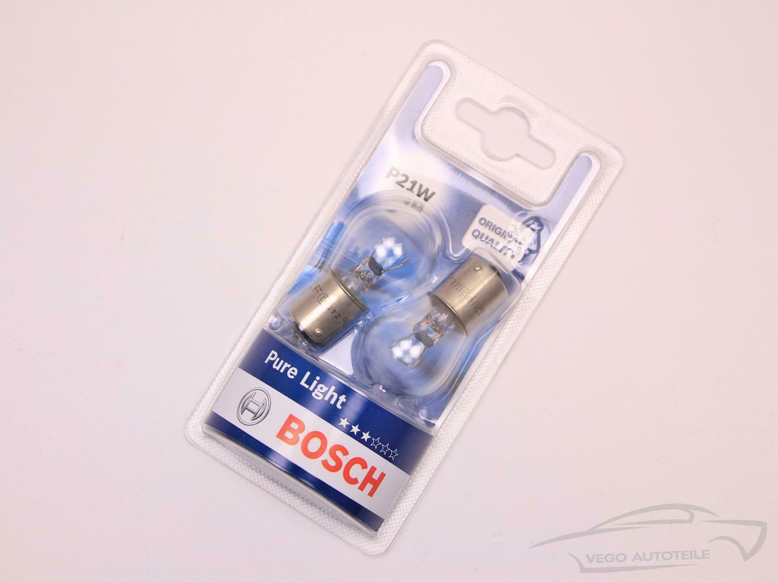 2x ORIGINAL BOSCH Glühlampe Pure Light Autolampe Leuchte P21W 21 W 12 V
